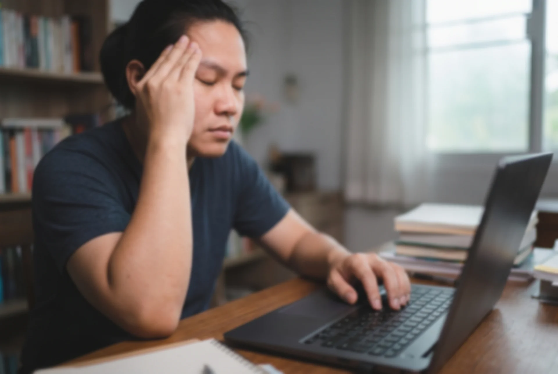 Person at laptop with brain fog